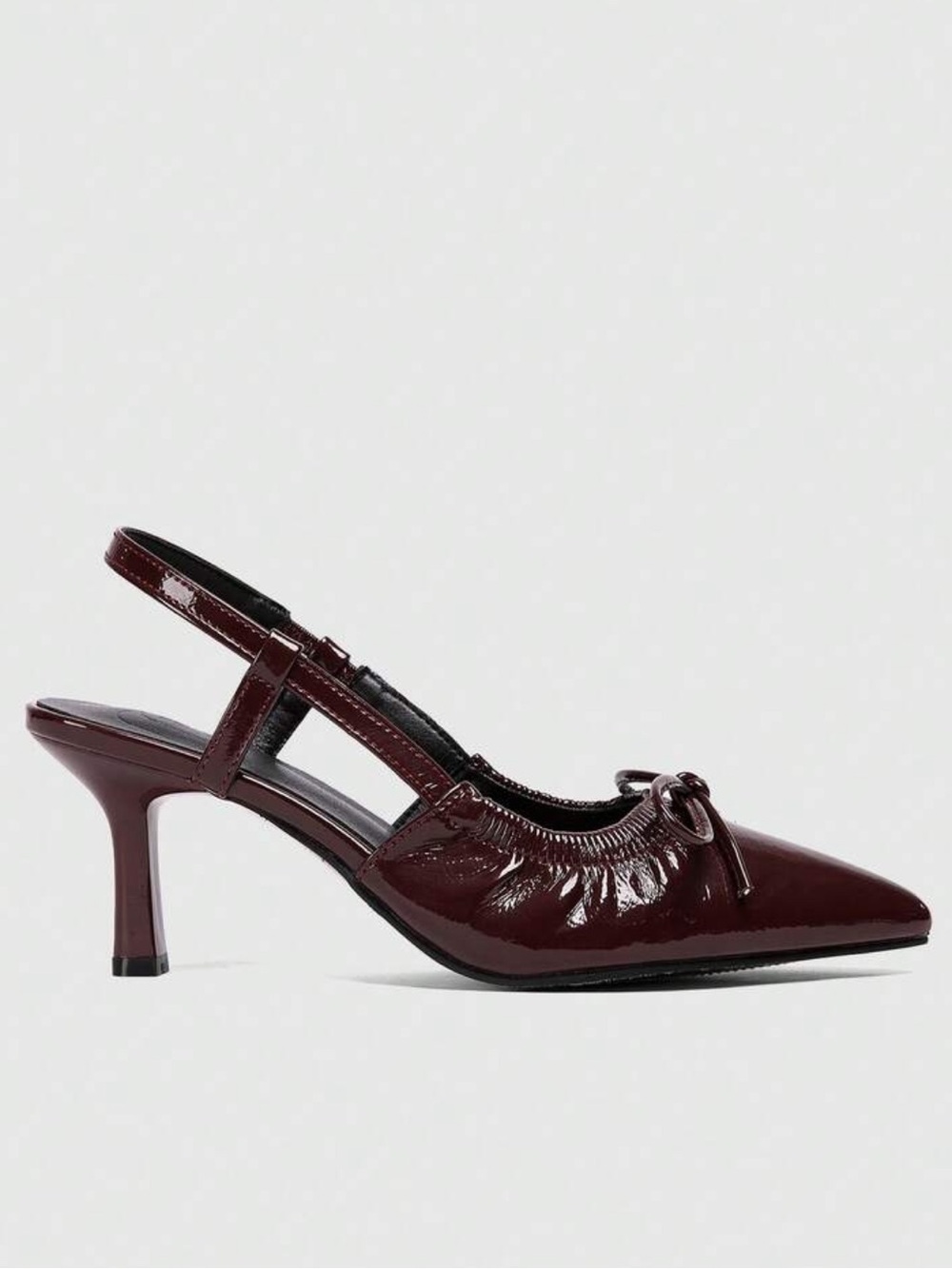 Burgundy maroon faux leather slingback heels - Picture 3 of 3